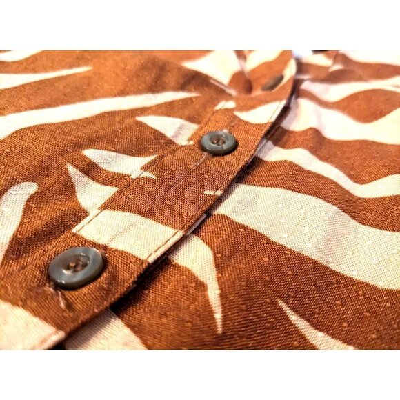 Anthropologie MAEVE Orange Zebra Striped Henley Short Sleeve Size S - Picture 3 of 7